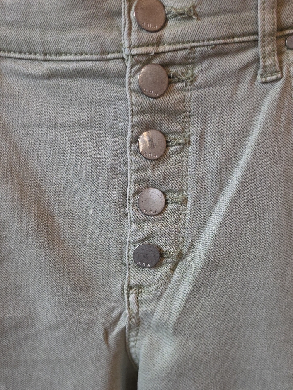 a.n.a Sage Green Skinny Ankle Jeans with Button-Fly - Picture 4 of 5